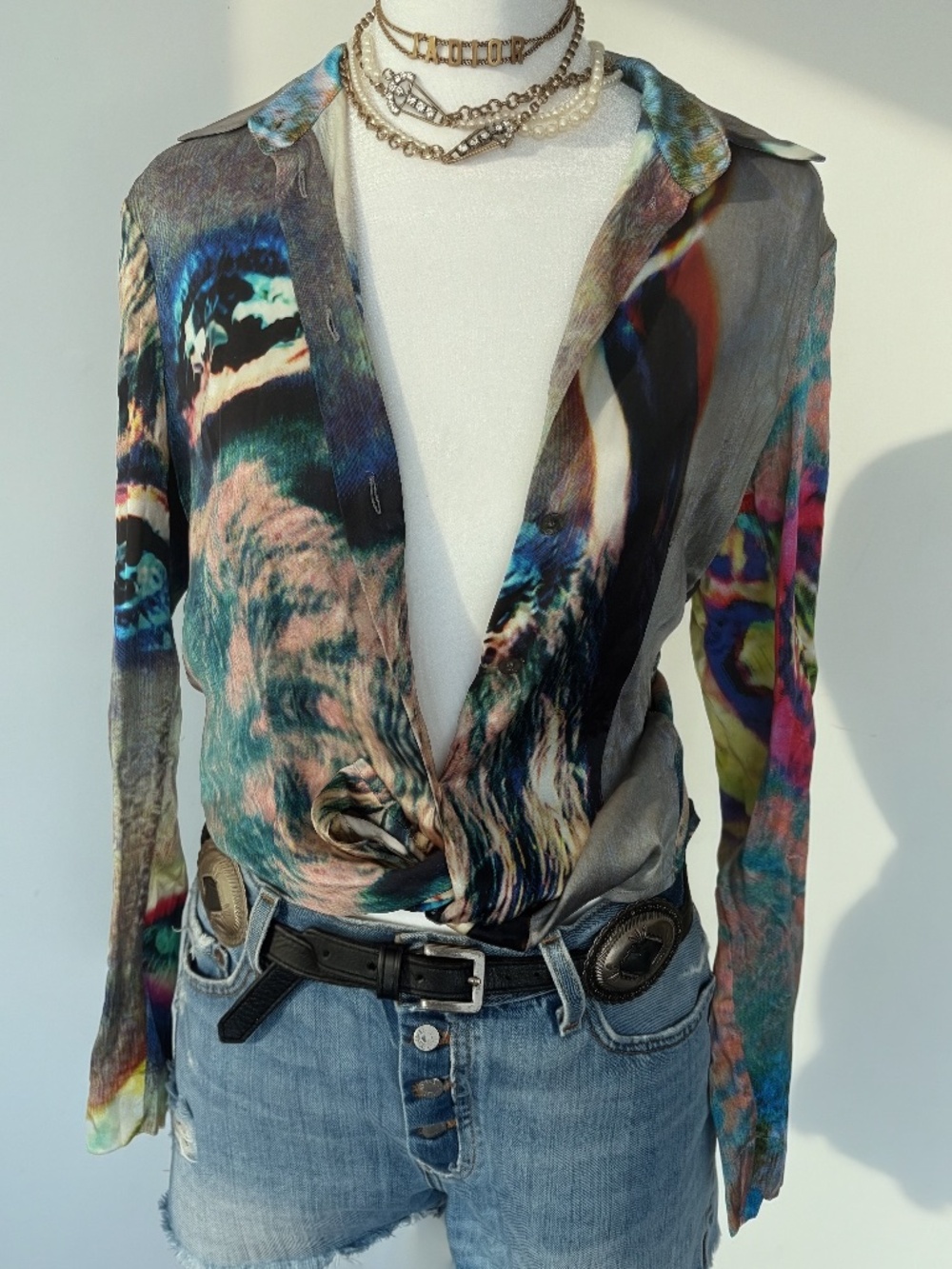Escada Y2K Euro Glam Blouse Size 34 Designer Statement Top